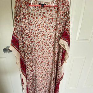 Sheer Long Floral Kimono Cardigan